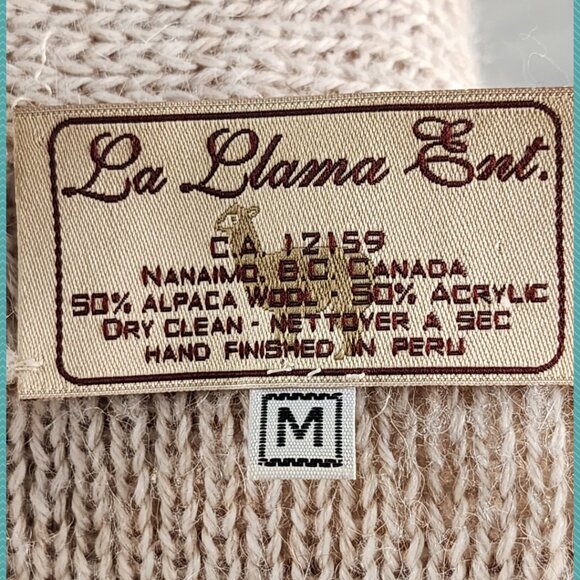 La Llama Beige Oatmeal 50% Alpaca Fisherman Knit Longline Cardigan - Picture 5 of 5